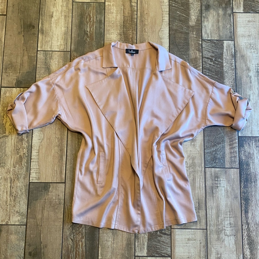 Lulu's Blush Pink Open Front Jacket - Picture 7 of 16